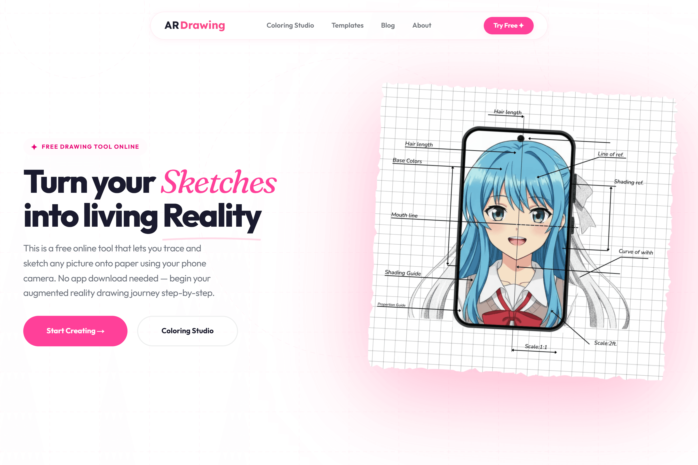 AR Drawing website hero section